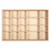 The Grapat Tinker Tray is a wooden display case with a light finish and 20 compartments in a 4x5 grid, divided by thin metal rods—perfect for sorting loose parts or organizing sustainable toys.