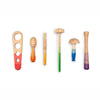 A collection of six Grapat Tools arranged in a row on a white background, including a paint palette, brushes, a hammer, and a mushroom-shaped piece.