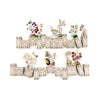 Colorful wooden toys, cards, and small objects are scattered around and inside the Grapat Christmas Advent Calendar 2026 – Final Sale (ships in approximately two weeks), featuring decorated boxes with numbers and festive designs, all arranged on a white background. This limited edition advent calendar brings a playful touch to family holiday activities.