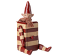 PRE-ORDER: Maileg Elf with Drawer - Red features a charming elf collectible with red hat, scarf, and striped body—perfect as an enchanting decoration. Estimated arrival mid August.