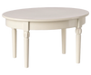 The PRE-ORDER: Vintage Dining Table, Mouse - Off White features a small, round metal design with four legs and classic style, shown against a plain background. Estimated ship date: Early October.