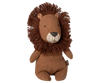 The Maileg Lion, Mini is a soft plush toy with a thick shaggy mane, small round ears, and stitched features. Sitting upright against a white background, it's an adorable addition to your safari friends collection.