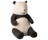 The Maileg Panda Stuffed Animal, Large, features a rounded body with black arms and legs, and a white face and belly. This plush toy sits upright against a plain white background.