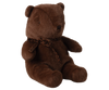 The Maileg Teddy Bear Plush, Medium - Dark Chocolate, sits upright against a plain white background.