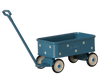 The PRE-ORDER: Maileg Wagon, Mouse - Blue is a small metal toy wagon with white polka dots, four white-rimmed wheels, a long pull handle, and "maileg" embossed on the side—perfect accessories for your mouse family. Estimated arrival mid September.