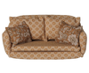 The PRE-ORDER: Maileg Sofa Bed, Mouse, Large - Ocher (Estimated Arrival Early October) is a stylish vintage-inspired miniature sofa bed in ocher with floral pillows—an ideal cozy touch for any miniature setting.