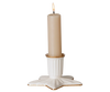 The PRE-ORDER: Maileg Christmas Candle Holder, Star, Large features a lit beige candle in a white ceramic holder with a gold rim and star-shaped base. The background is plain and light. Estimated arrival: early September.