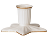 PRE-ORDER: Maileg Christmas Candle Holder, Star, Large—a white ceramic holder with vertical grooves, gold-edged rim, star-shaped base, and handpainted golden details. Estimated arrival early September.