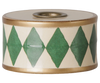 PRE-ORDER the Maileg Christmas Candle Holder, Drum - Green/Off White (ceramic with a gold rim and green diamond pattern) to add nostalgic charm to your cosy Christmas decor. Estimated arrival: mid October.