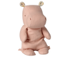 PRE-ORDER the Maileg Safari Friends Hippo, Small - Soft Rose (arriving early November): a soft, light pink hippo plush with rounded ears and pastel inner pattern—perfect as a cuddly companion or safari friend.