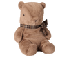 The PRE-ORDER: Maileg Teddy Bear Plush, Large - Dark Mushroom features a soft, plush design with stitched details and a huggable look. This teddy sits upright against a white background. Estimated arrival: Early November.