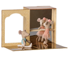 PRE-ORDER: Maileg Ballet Mice in Dance Studio—Little Sister and Brother pose at the barre in a foldable mouse house, inspiring storytelling and creative play. Estimated arrival early August.