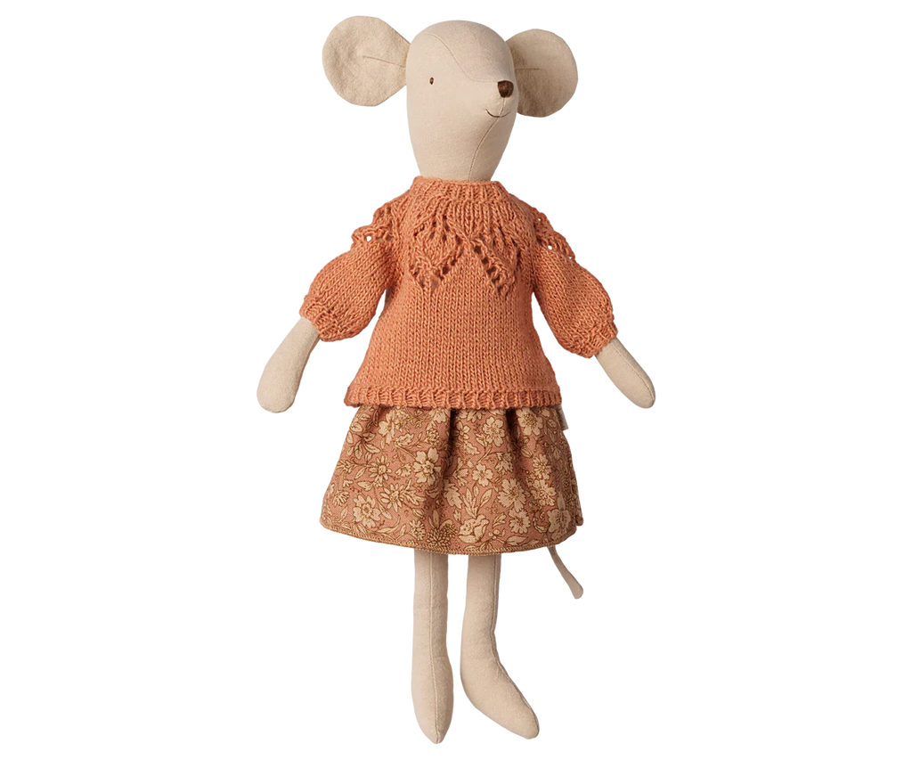 PRE-ORDER: Maileg Skirt and Knitted Sweater for Medium Mouse, arriving early November—perfect for dressing your medium mouse collection in style.