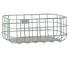 The PRE-ORDER: Maileg Metal Basket Set, 4 pcs (Estimated Arrival Early November), features rectangular light green metal wire baskets with open grid designs and solid bases, ideal for decorative or Maileg storage on a plain white background.