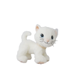 The Olli Ella Dinkum Cat Lux - White is a posable plush with blue eyes, a pink nose, and black whiskers, shown standing on all fours against a plain white background.