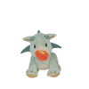 Meet the adorable Olli Ella Dinkum Dragon - Blaze - Green: a cute plush dragon with green fur, teal horns and wings, big eyes, and an orange-yellow magnetic flame in its mouth—perfect for cuddles!.
