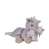 Meet the Olli Ella Dinkum Dragon - Flare in Lavender: a magical light purple plush dragon with shiny wings and horns, holding a matching baby dragon in its mouth. Both have blue eyes and are pictured on a plain white background.