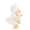 Bukowski - Dougie & Mama Duck features a soft, white plush mama duck hugging her smaller yellow duckling. Both have orange beaks and feet, crafted from ultra-soft plush, perfect for cuddling.