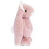 A plush Bukowski - Friendly Kanina - Antique Pink bunny toy with long floppy ears, a white tail, and black eyes is shown in profile against a white background—this adorable stuffed animal is perfect for children and collectors alike.