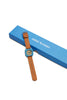 The Mini Kyomo Watch - Havana Sky, with a tan leather strap and turquoise face featuring Japanese movement, is shown beside a blue rectangular “mini kyomo” box on a white background.