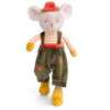 Bukowski - Henry Mouse is a baby-safe stuffed animal dressed in a red hat, orange and white striped shirt, green pants with orange patches, and yellow shoes—perfect as your child's first best friend plush.