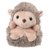 Bukowski - Sweet Hubert Hedgehog - Sitting is an adorable plush toy featuring a round face, black eyes, small ears, and soft, fuzzy grey and beige fur. Seated upright and facing forward, it makes the perfect nap time companion.