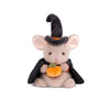 Bukowski - Mousy Witch is a Halloween plush mouse toy dressed in a black witch hat and cape, holding a small orange pumpkin.