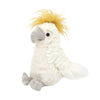 The Mon Ami Tallulah Cockatoo Bird Plush Toy features a fluffy yellow crest, gray beak and feet, and sits upright—an adorable stuffed animal gift for kids.
