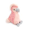 The Lulu Cockatoo Bird Plush Toy features a pink, fluffy crest, gray beak and feet, and sits upright on a white background—an ideal gift for any bird plush lover.
