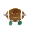 Mon Ami - Freddie Football Plush Toy features a smiling face, pink cheeks, striped arms and legs, green feet, and white stitching. It's the perfect cuddle buddy and a delightful gift for kids.