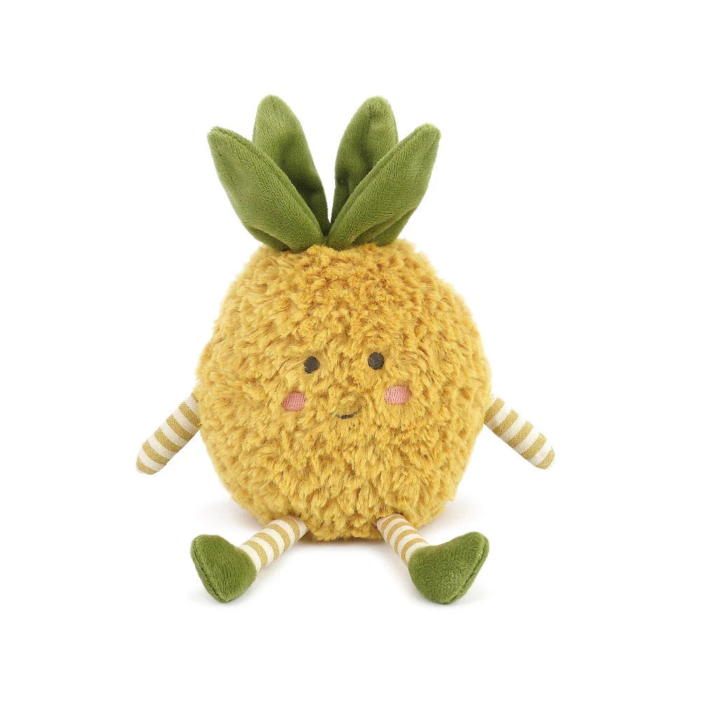 The MON AMI Pina Pineapple Plush Toy, with its quirky design and cute legs and feet, makes a fun gift for anyone who loves fruit-themed plush toys.