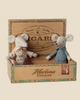 Pre-order the Maileg Grandma and Grandpa Mice in Cigarbox (expected arrival: 03/01/26), featuring two charming mouse figures in a vintage-style "Havana Cigars" box—perfect for imaginative play and display.
