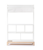 The Milton & Goose Market Stand is an heirloom-quality handcrafted wooden stand with a charming white finish, a canopy, and multiple shelves—perfect for imaginative play and storage.