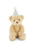 Snuggle Bunnies - Birthday Arthur - Gingham is a light brown plush teddy bear wearing a green and white checkered party hat with a white pom-pom, sitting forward on a white background—a perfect birthday keepsake gift.