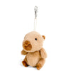 A small, light brown Bukowski - Theo Capybara Bag Charm sits upright against a white background. Featuring a round nose and a metal clasp attached with a string for easy hanging, this plush keychain makes an adorable accessory to add charm to your everyday bag.