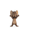 The Boyhood Tom & Jerry - Jerry is a collectible solid oak figurine showing Jerry mouse with big ears, raised arms, and a joyful look, standing upright on a plain white background.