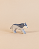 Handcrafted Ostheimer Wolf - Running wooden toy figure painted in shades of grey and white, perfect for imaginative play.