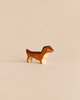 Brown and tan dachshund figurine from the Handmade Holzwald Shepherd & Farm Animals Set, crafted as a handmade wooden toy.