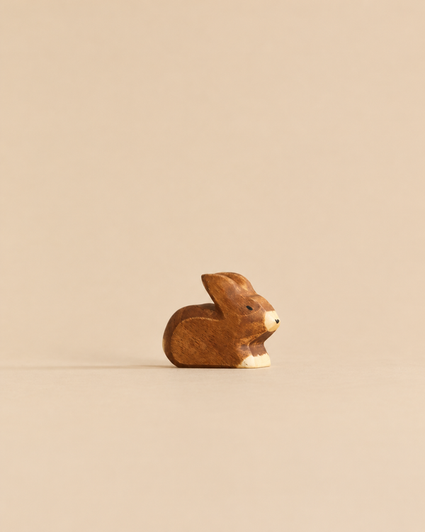 Small brown Handmade Holzwald Rabbit - Small, Brown figurine for imaginative play.