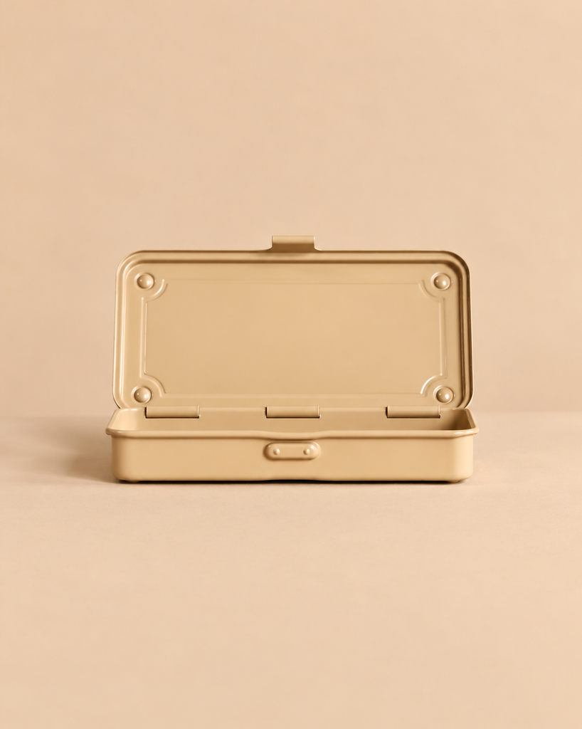 Open beige rectangular Toyo Steel Stackable Storage Box T-192.