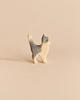 Handcrafted Ostheimer Cat - Gray and White, Head Up wooden figurine with its head tilted upward.
