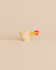 Ostheimer Long Neck Hen - Ochre, a handcrafted wooden hen figurine featuring an ochre-painted neck and a bright red comb.