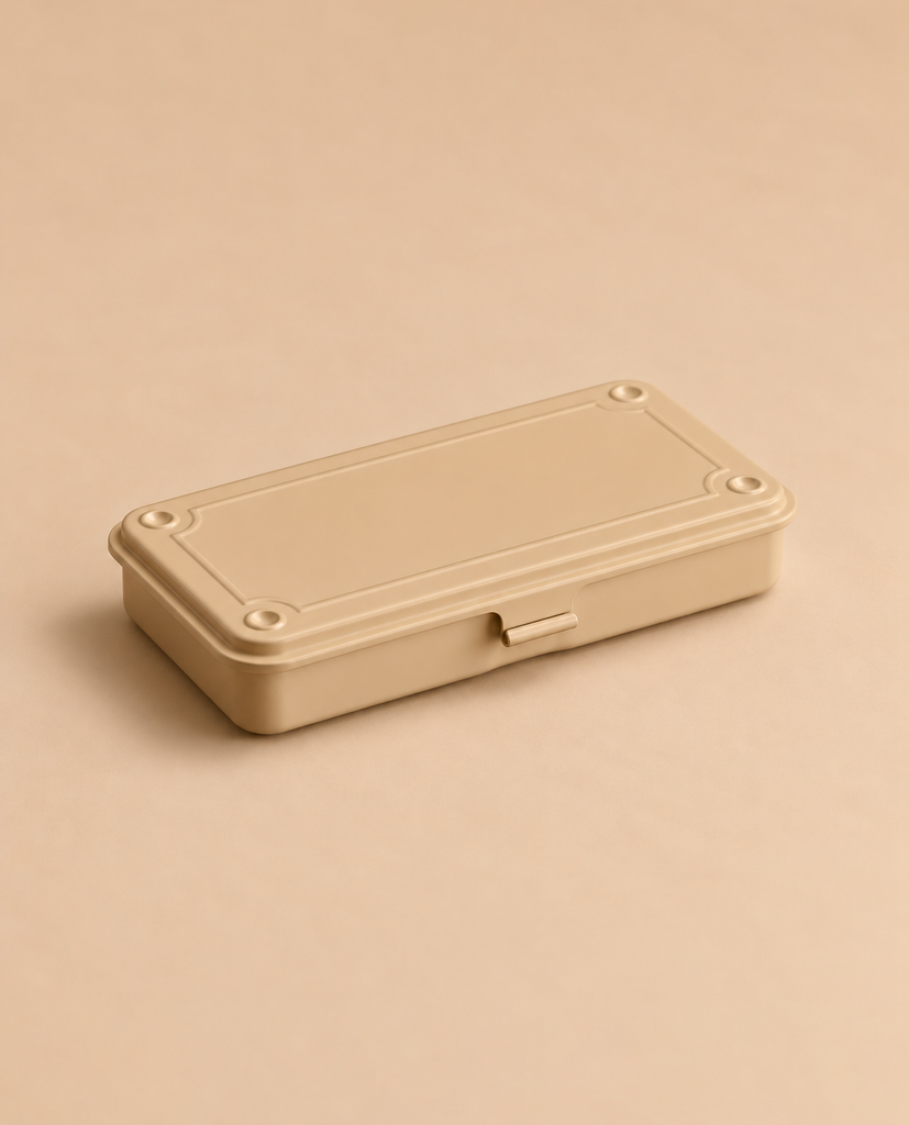 Beige rectangular Toyo - Steel Stackable Storage Box T-192 with a hinged lid.