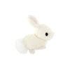 Introducing the Bukowski - Zeus Bunny Bag Charm: a petite, ultra-soft white plush bunny featuring large ears, adorable black eyes, and a fluffy tail, beautifully photographed in profile against a plain white backdrop—perfect for adding a cute touch to your backpack or for use as an enchanting bunny keychain.