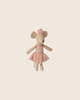 The PRE-ORDER: Maileg Ballerina Mouse, Big Sister - Light Heather features a plush ballerina mouse in a pink dress with a flower headband, displayed on a simple beige background. Estimated arrival mid September.
