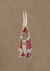 The Coral & Tusk North Pole Bear Ornament features a bear dressed as Santa holding a scroll, complete with a hanging loop—perfect for bringing festive North Pole charm to your Christmas tree. Displayed on a textured tan background.