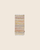 PRE-ORDER: Maileg Rug, Miniature, Medium - Multi Stripe—a small rectangular woven rug with multicolored stripes and fringed edges, perfect as a vibrant living room accent. Estimated arrival mid September.