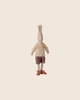 The PRE-ORDER: Maileg Rabbit, Size 4 - Classic - Pants and Knitted Sweater stands upright in plaid pants and a cream sweater, crafted from natural fabrics, against a plain light beige background. Estimated arrival early November.