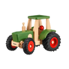 The Maileg x Fagus Limited Edition Tractor Set features a green wooden body, red wheels, black rubber tires, and a small driver figure. With its sturdy design and green roof, it’s perfect for collectors or imaginative play.