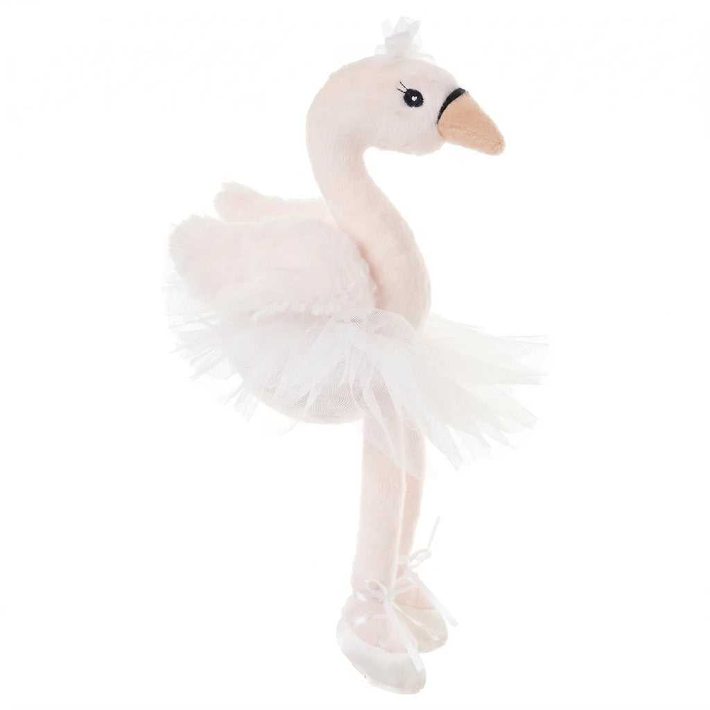 The Bukowski Odette Ballerina Swan is a soft white plush toy dressed in a tutu and ballet shoes with a delicate crown—a charming companion perfect for any little ballerina.